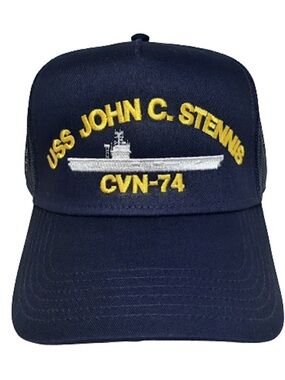 USS John C. Stennis CVN-74 Baseball Cap Hat Mesh Snapback Blue Embroidered US